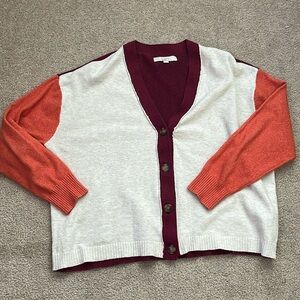 “Loft- Colorblock Cardigan size large”